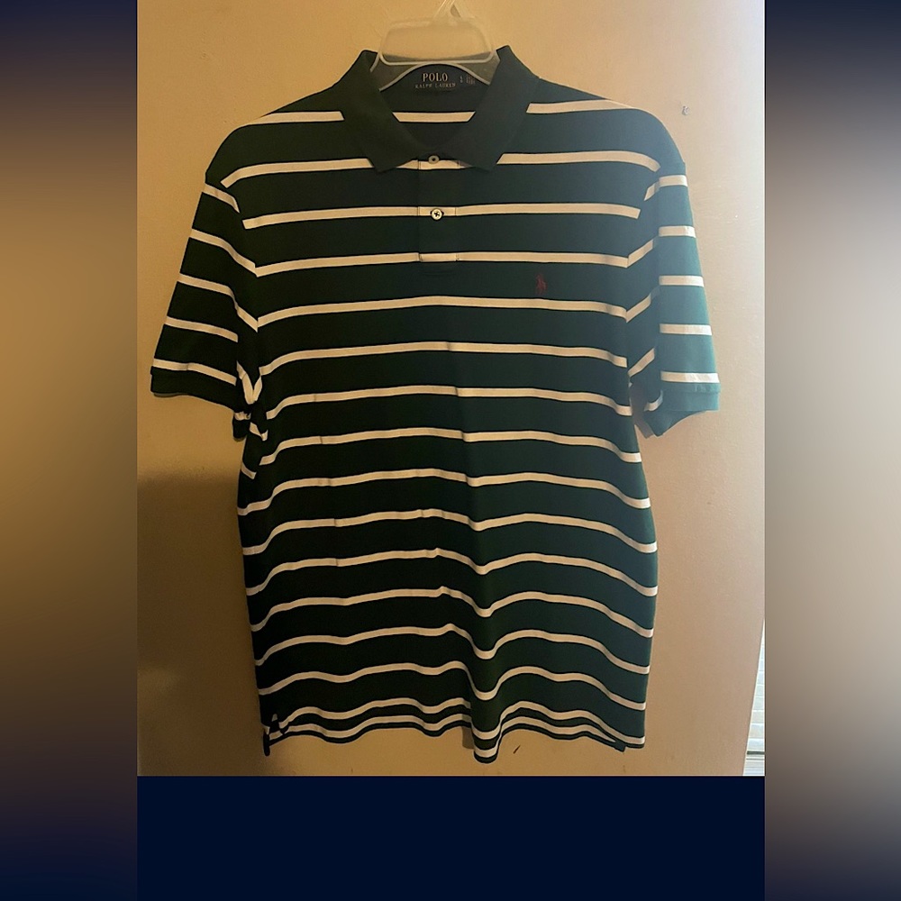 Polo Ralph Lauren Shirt / Size Large - Color -Green and White  Stripe… Very Nice